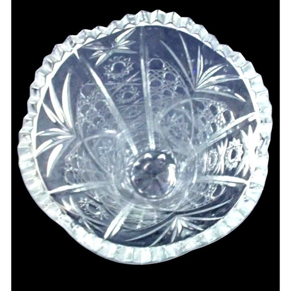 CRISTAL d'ARQUES France CHESNAY 10 3/4" Tall Lead Crystal Vase Blown Glass Disco - Picture 8 of 9